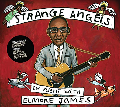 CD cover art: illustrated portrait of Elmore James with angels.
