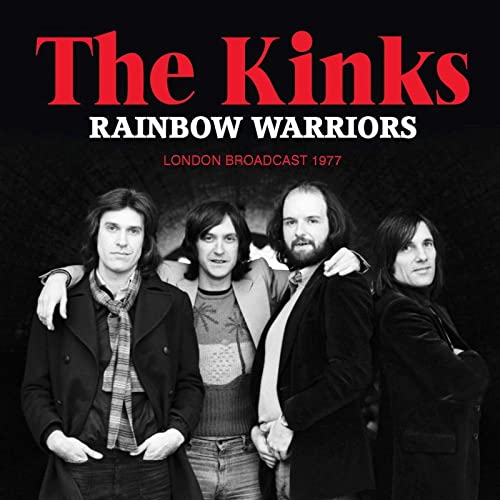 Black and white photo of The Kinks, album cover for "Rainbow Warriors".