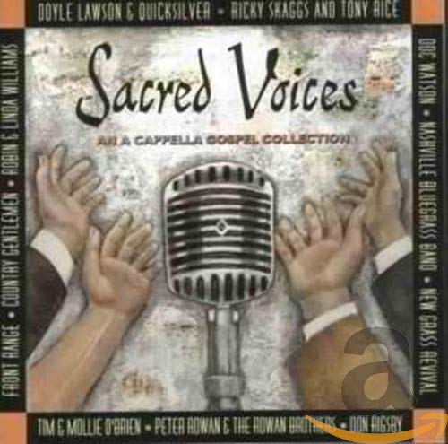 CD cover: "Sacred Voices" with hands raised and a vintage microphone.