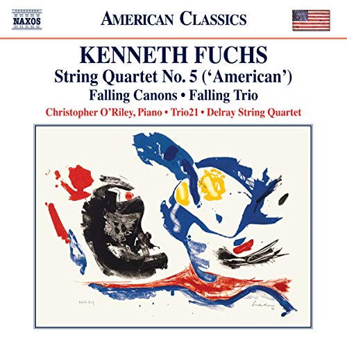 CD cover for Kenneth Fuchs’ String Quartet No. 5 with abstract art.