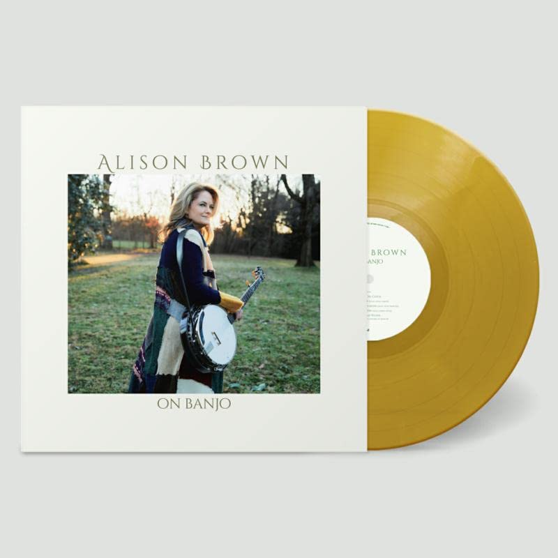 Alison Brown album cover and metallic gold vinyl record.