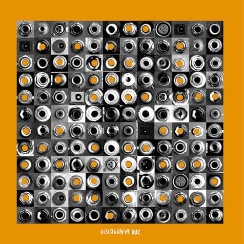 Album cover: grid of metallic sockets, orange highlights, text “DISCOGRAFIA DUE”.