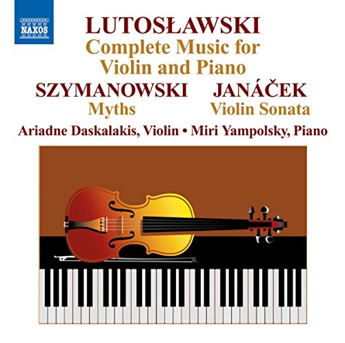 CD cover featuring a violin and piano keys, with text naming composers and artists.
