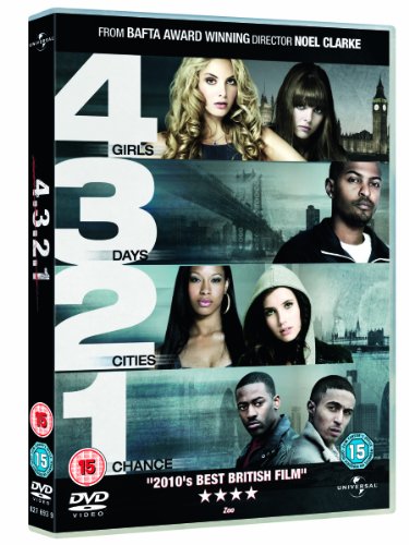 DVD cover for "4.3.2.1" featuring six young adults and cityscapes.