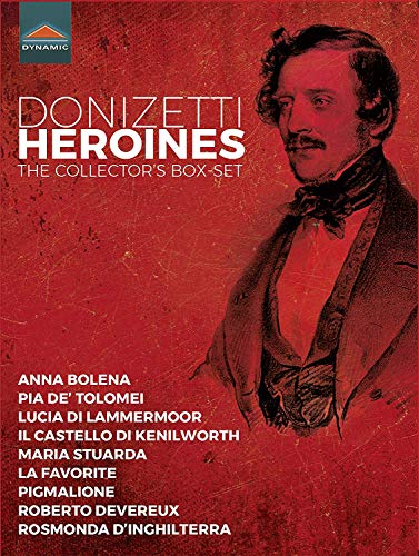 DVD cover for Donizetti: Heroines box set with portrait of composer.