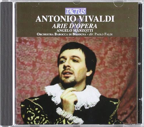 CD cover featuring Angelo Manzotti in baroque opera costume.