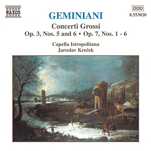 CD cover for Geminiani’s Concerti Grossi with a winter landscape painting.