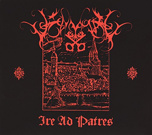 Red album cover with ornate lettering and a detailed landscape illustration.