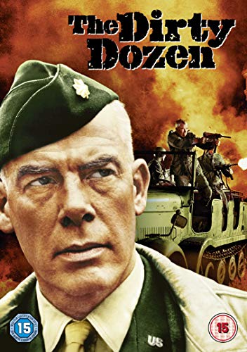 DVD cover for The Dirty Dozen showing a soldier in the foreground and combat.