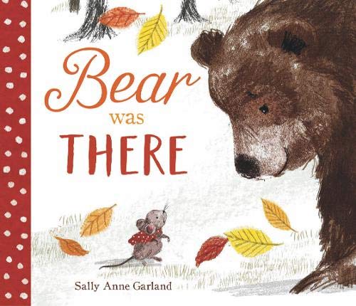 Book cover: bear looking down at a small mouse in autumn leaves.