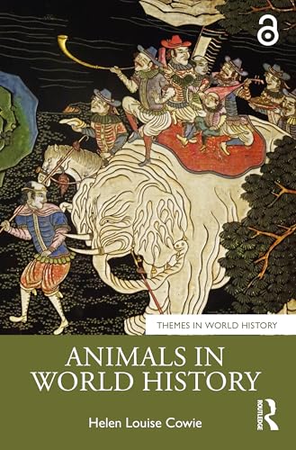 Book cover: historical illustration of elephant procession, title "Animals in World History".