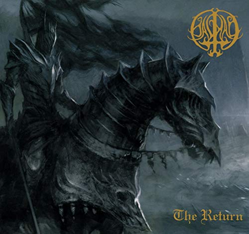 Dark fantasy album cover featuring a cloaked, armored figure and band logo.