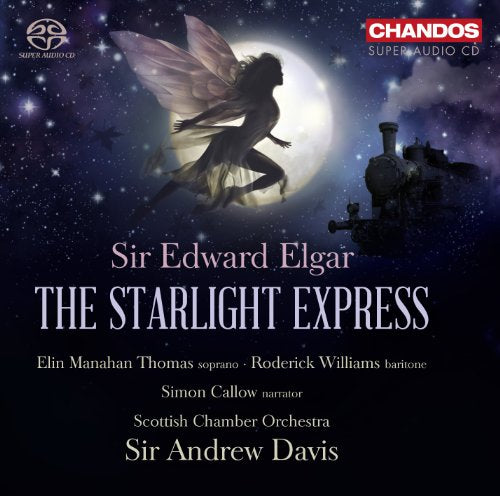 CD cover for Elgar’s “The Starlight Express” featuring a fairy and train.