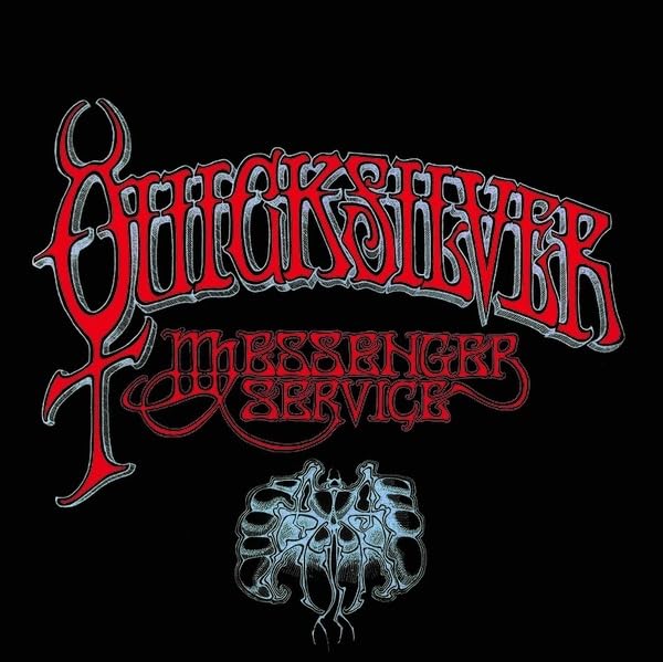 Quicksilver Messenger Service album cover with red and white swirling text and skull.