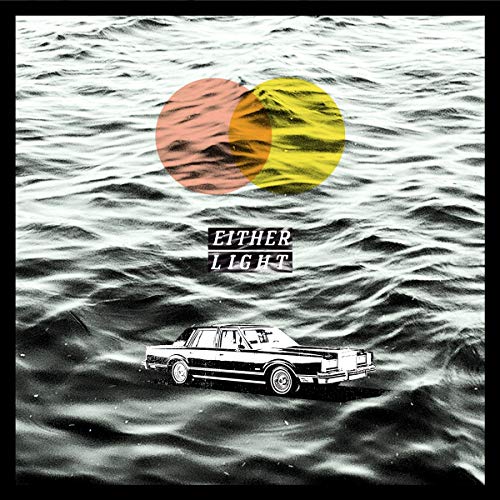 Album cover: waves, two suns, car submerged in water, text "EITHER LIGHT".