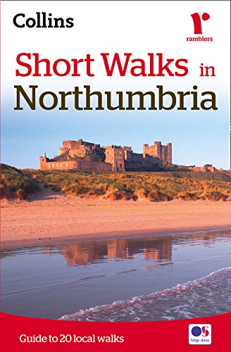 Book cover: “Short Walks in Northumbria” with a coastal castle image.