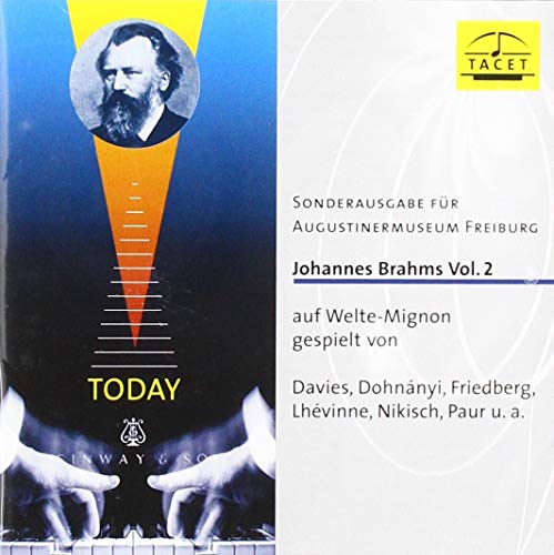 CD cover featuring portrait of Johannes Brahms and piano keys.