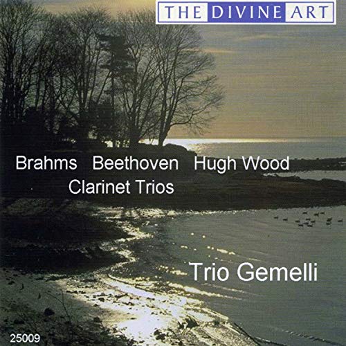 CD cover for "Trio Gemelli - CLARINET TRIOS" with a coastal landscape.
