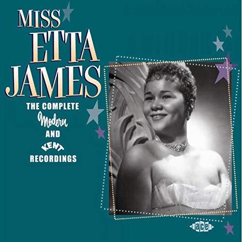 CD cover featuring a black and white portrait of Etta James on teal background.