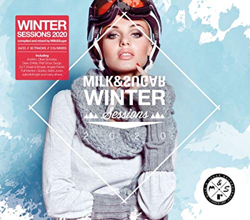 CD cover: woman in ski goggles and winter scarf, "Winter Sessions 2020".