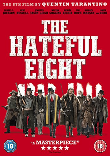 DVD cover for The Hateful Eight featuring eight characters standing against a red background.