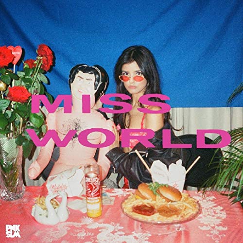 Album cover for "Miss World" featuring a woman and mannequin with food.