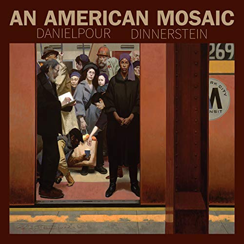 CD cover: painting of diverse people on a subway platform.