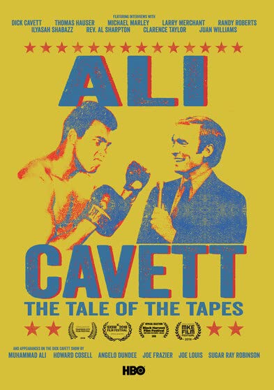 Ali & Cavett DVD cover: Muhammad Ali boxing, Dick Cavett in suit.