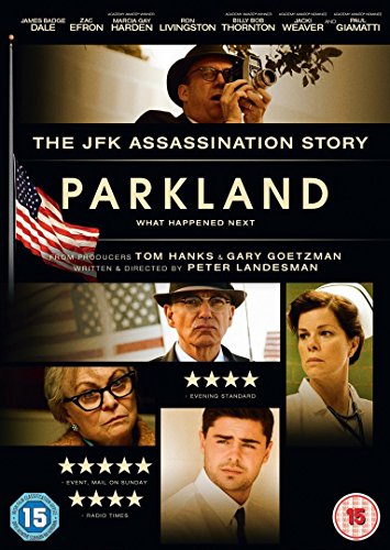 “Parkland” DVD cover featuring actors and imagery related to the JFK assassination.