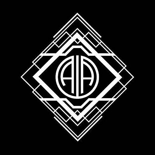 White Art Deco-style diamond logo with intertwined "AA" initials on black.