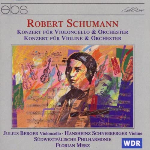 CD cover featuring a portrait of Robert Schumann with musical instruments.
