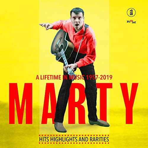 CD cover featuring Marty Wilde with guitar, bold red text, yellow background.
