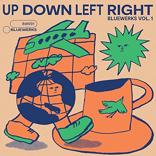 Album cover with illustrated globe, plane, sun, and mug on blue background.