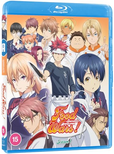 Food Wars" Season 1 Blu-ray cover featuring anime characters and cooking theme.