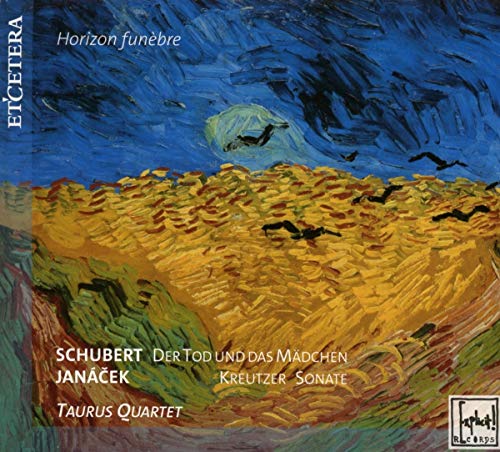 CD cover: Abstract painting of a field under a stormy blue sky.