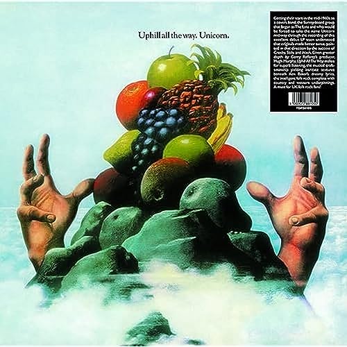 Vinyl album cover: hands emerging from waves holding fruit.