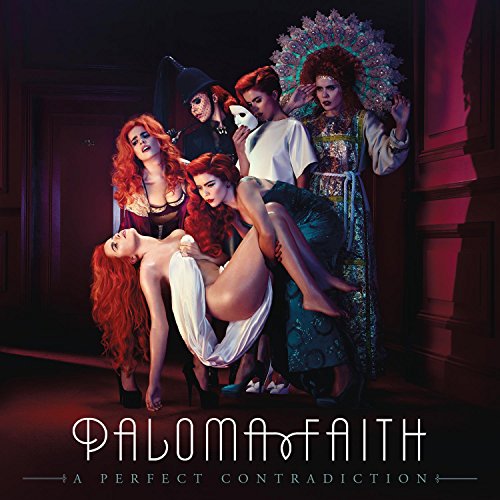 Paloma Faith in multiple personas posing in a dimly lit room with red lighting.