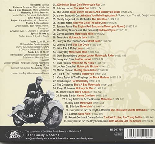CD cover featuring a black and white photo of a man on a motorcycle.