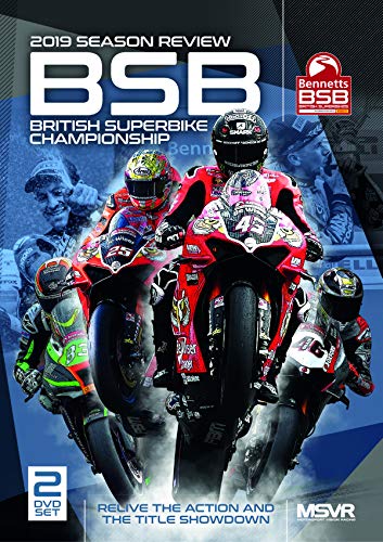 DVD cover for 2019 British Superbike Championship season review, racers in action.