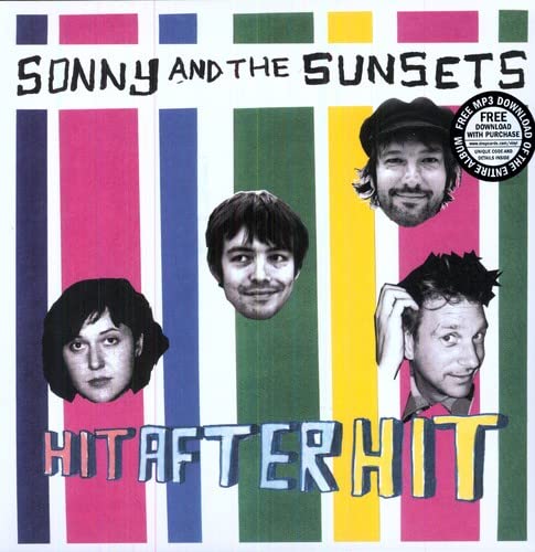 Album cover for "Sonny And The Sunsets - Hit After Hit" with band portraits.