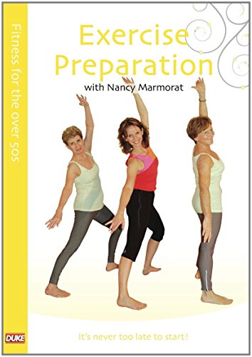 DVD cover featuring three women exercising, titled “Exercise Preparation” for over 50s.