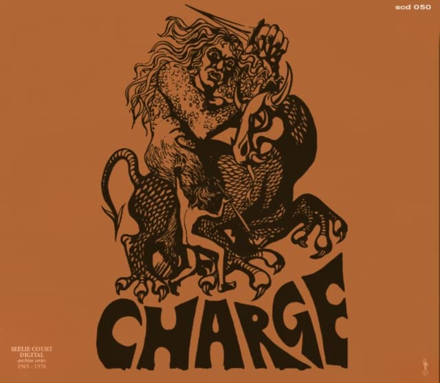 CD cover for “Charge” featuring a black and orange mythical creature illustration.