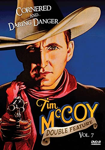 Tim McCoy in a cowboy hat, holding a revolver, DVD cover art.