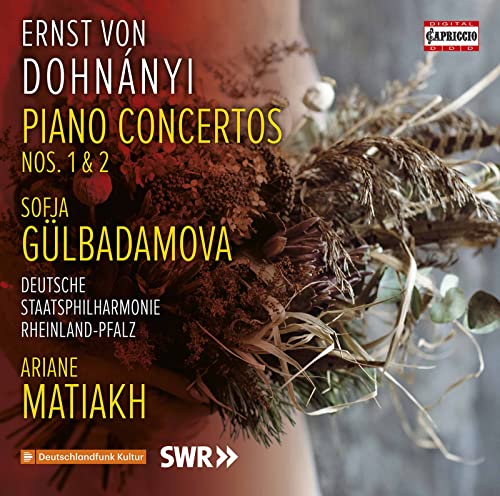 CD cover for Dohnányi piano concertos featuring dried flower arrangement.