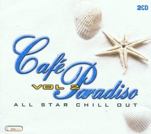CD cover with seashells, blue text reading “Cafe Paradiso Vol. 2.”