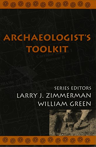 Book cover for "Archaeologist's Toolkit" with map background and dig site photo.