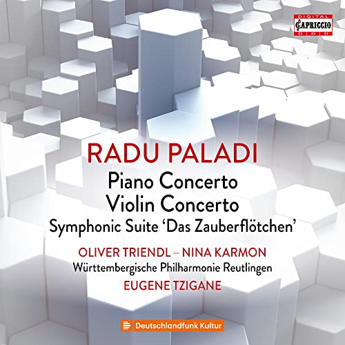 CD cover for Radu Paladi’s concertos with a white, geometric background.