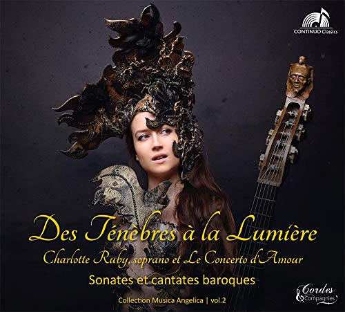 CD cover: soprano with ornate headpiece, lute, and dark background.