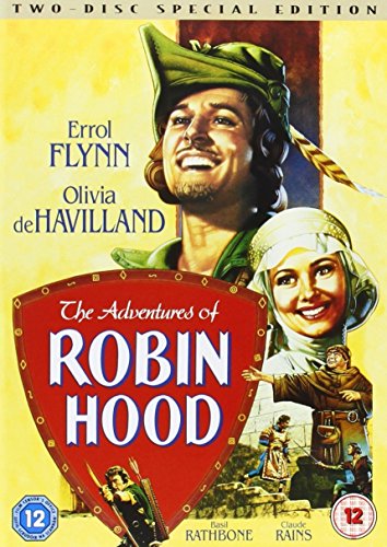 DVD cover art for The Adventures of Robin Hood featuring Errol Flynn and cast.