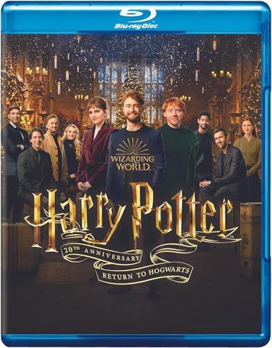 Blu-ray cover for "Harry Potter 20th Anniversary: Return to Hogwarts" featuring cast.
